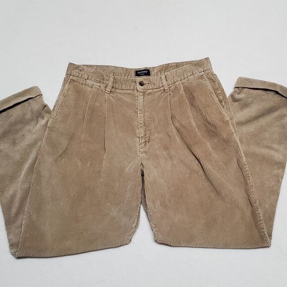 VINTAGE 1990s Dockers Corduroy Khaki Pleated Waist High Rise Cuffed Pants 12 - Picture 4 of 13